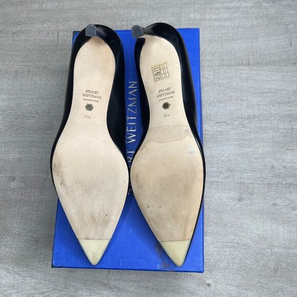 Stuart Weitzman Anny Black Stiletto Pump Leather Black New Size 9.5 - Picture 5 of 6